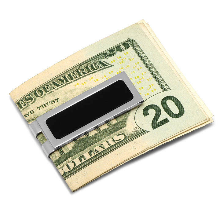 Stainless Steel Onyx Inlaid Money Clip Image 3