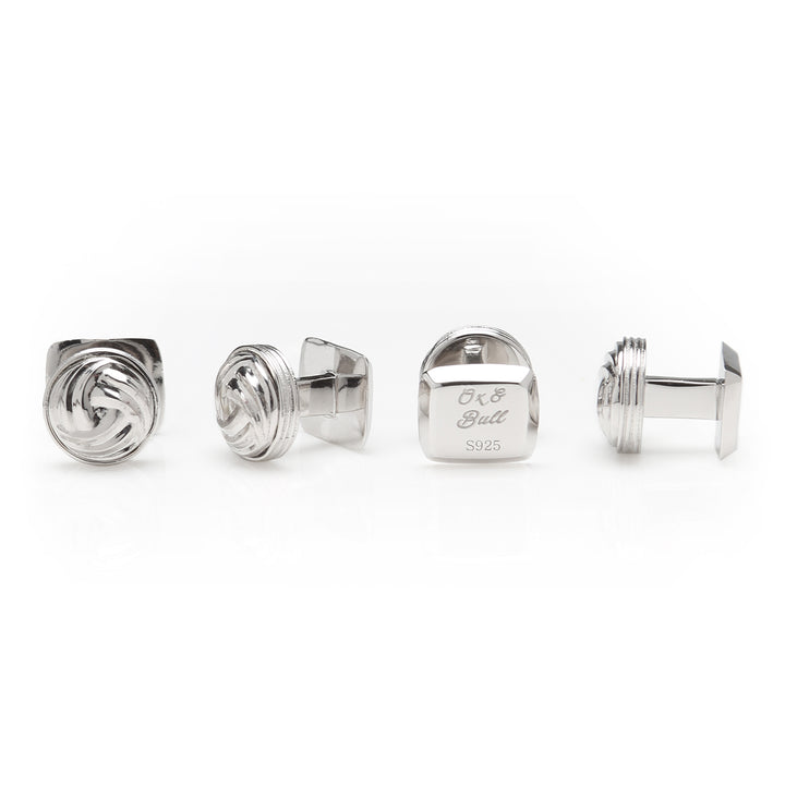 Modern Knot Sterling Silver Cufflinks and Stud Set Image 3