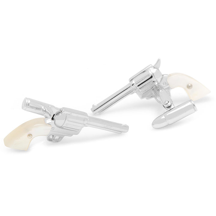 Colt 45 Gun Cufflinks with Mother of Pearl Detail Image 2