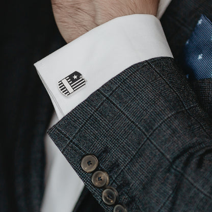 Antique Silver Military Tag Cufflinks Image 2