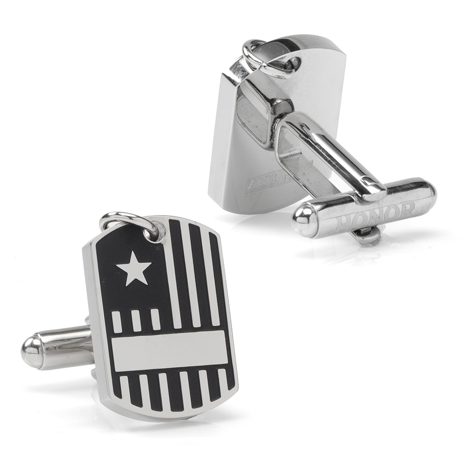 Antique Silver Military Tag Cufflinks Image 3