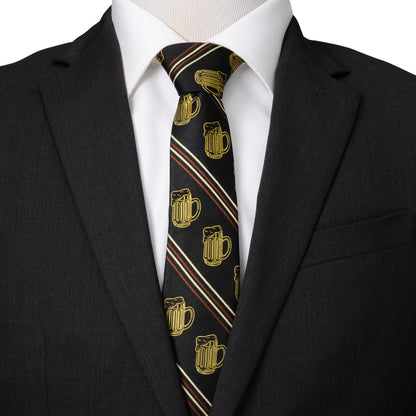 Beer Aficionado Black Striped Mens Tie Image 2