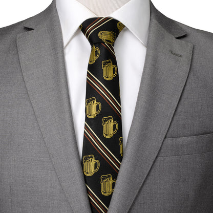 Beer Aficionado Black Striped Mens Tie Image 6