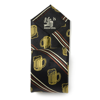 Beer Aficionado Black Striped Mens Tie Image 7