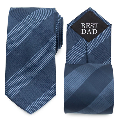 Best Dad Plaid Dark Blue Men's Tie Image 1
