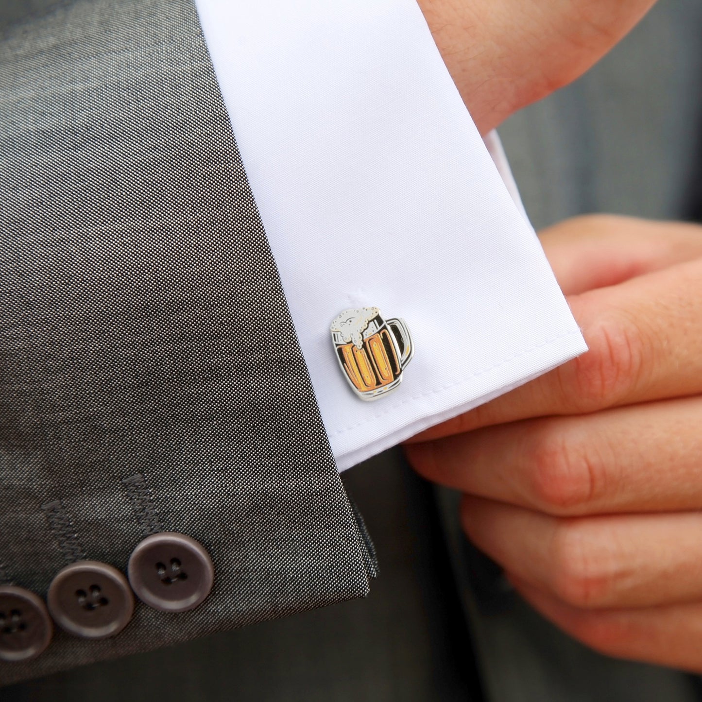 Beer Hidden Message Silver Cufflinks Image 2