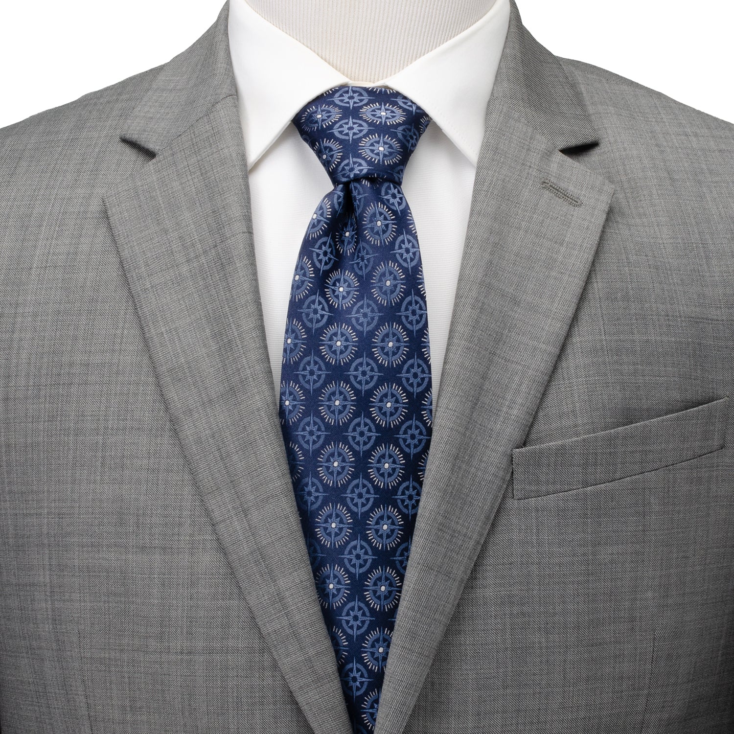 Compass Hidden Message Navy Blue Men's Tie Image 2