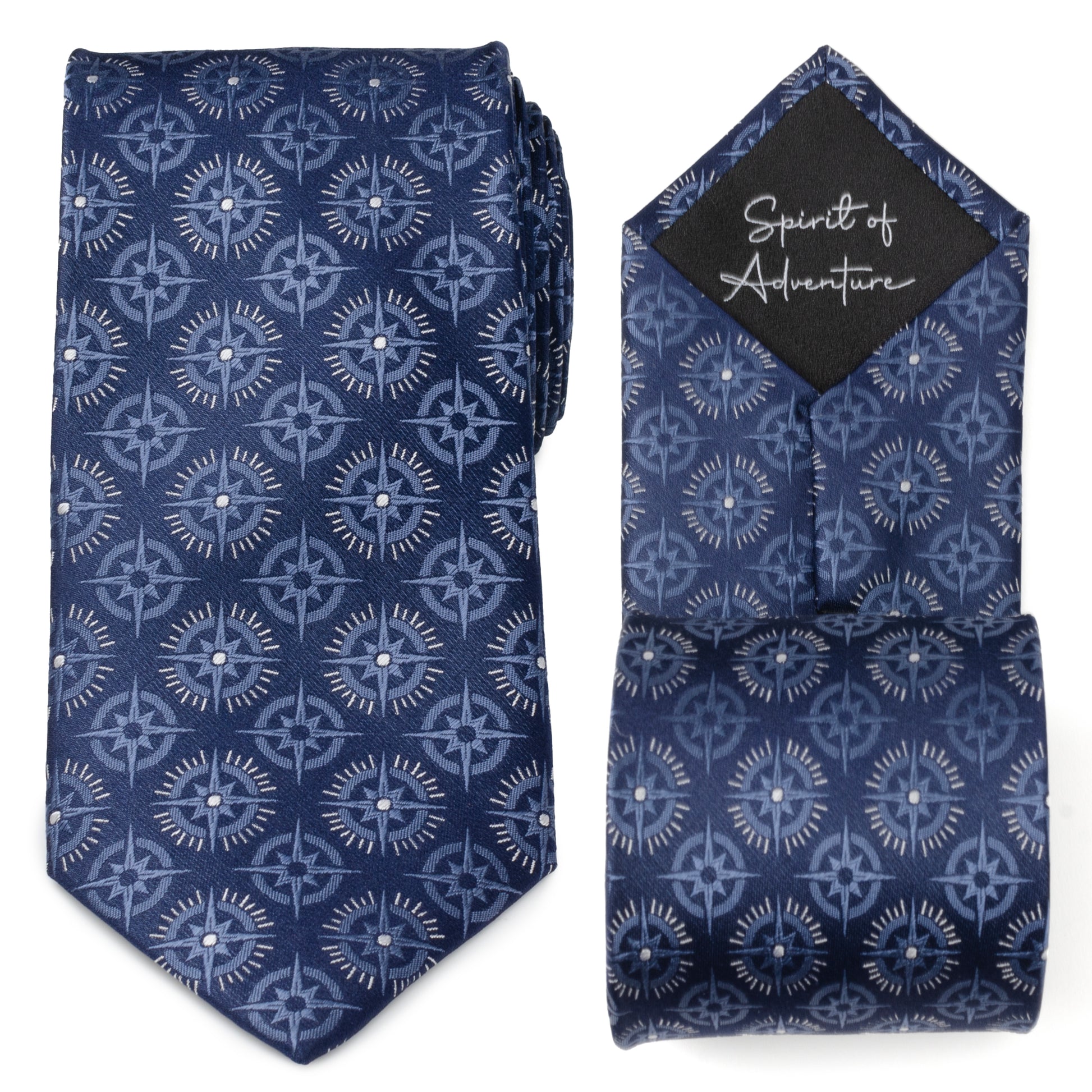 Compass Hidden Message Navy Blue Men's Tie Image 1
