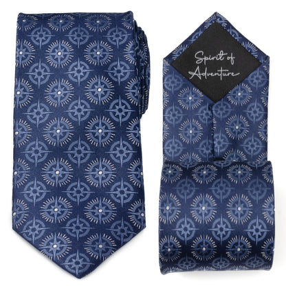 Compass Hidden Message Navy Blue Men's Tie Image 1