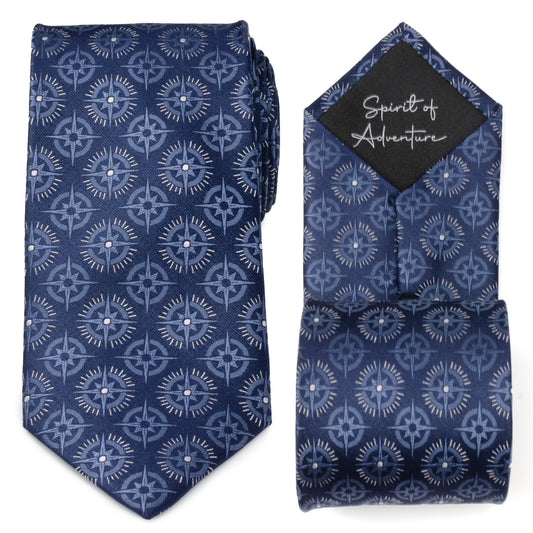 Compass Hidden Message Navy Blue Men's Tie Image 1
