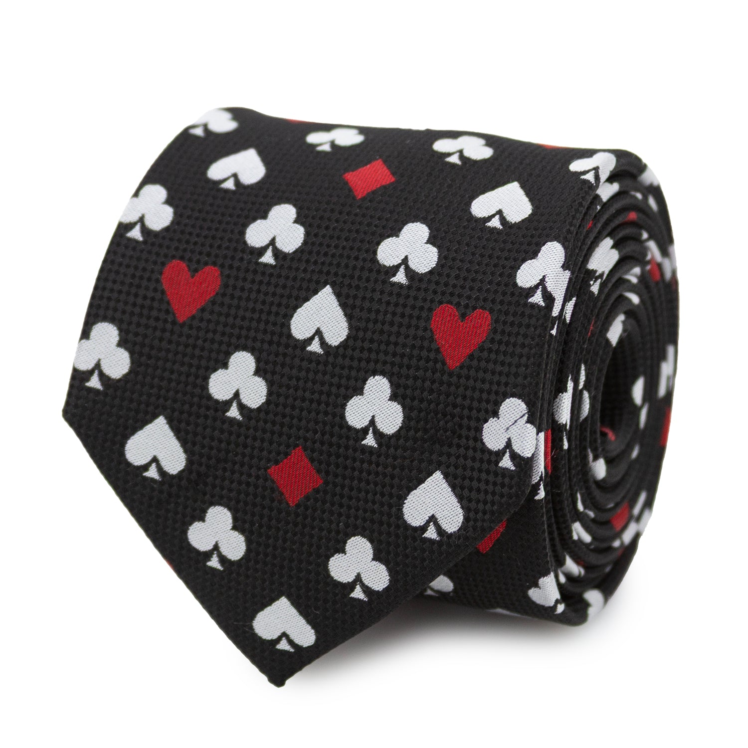 Card Suits Vegas Hidden Message Black Men's Tie Image 3