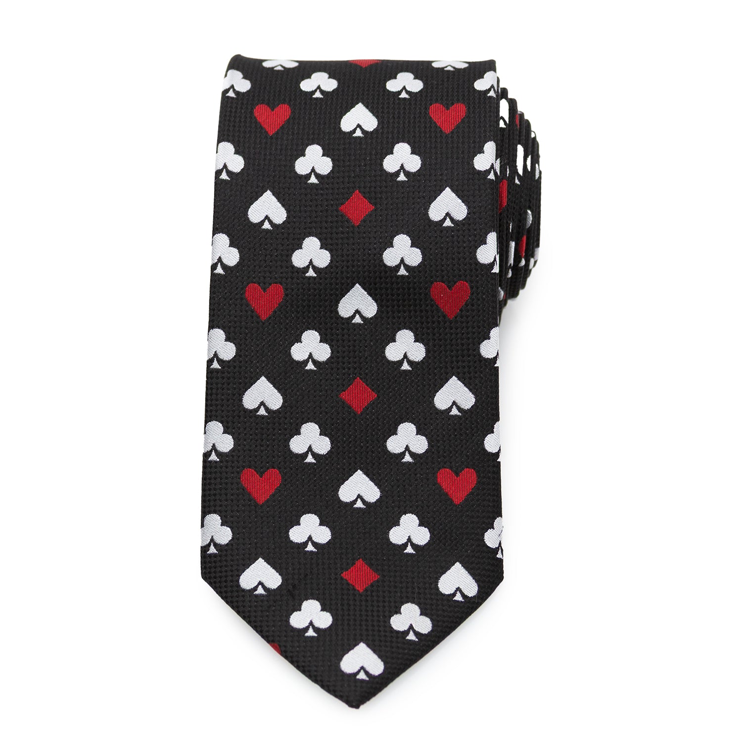 Card Suits Vegas Hidden Message Black Men's Tie Image 4