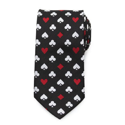 Card Suits Vegas Hidden Message Black Men's Tie Image 4