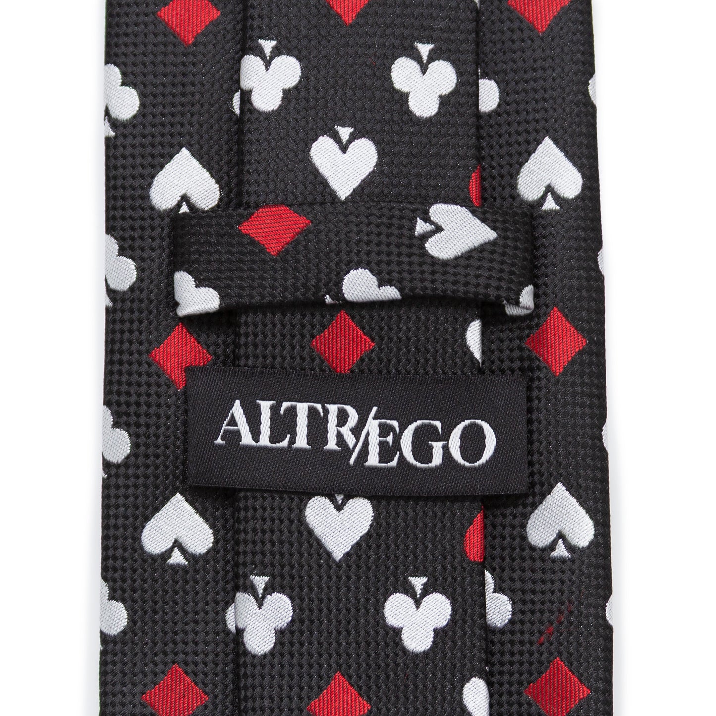 Card Suits Vegas Hidden Message Black Men's Tie Image 5
