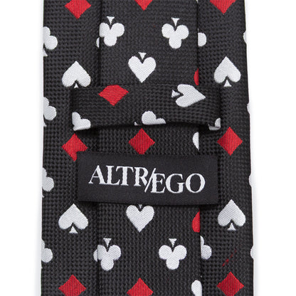 Card Suits Vegas Hidden Message Black Men's Tie Image 5