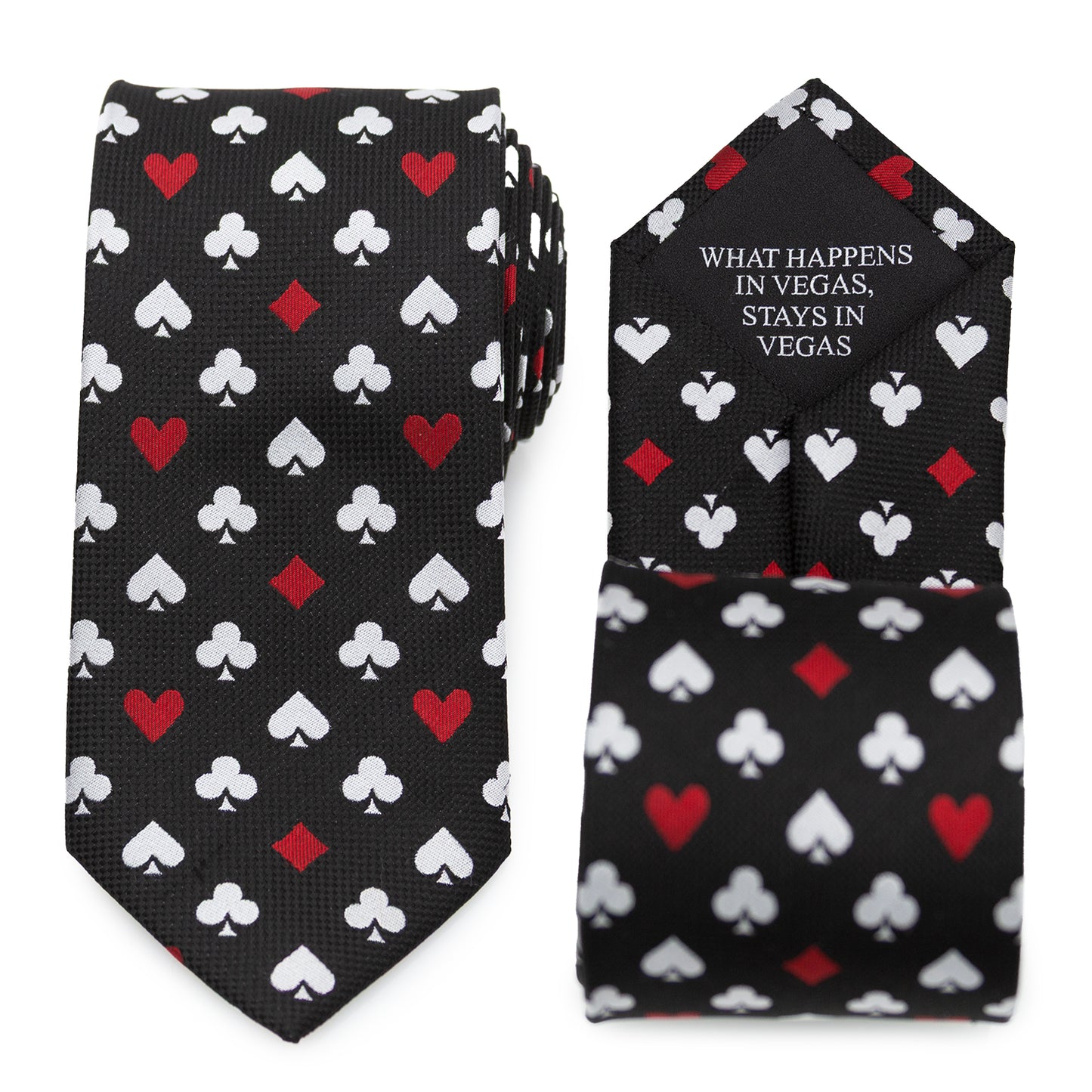 Card Suits Vegas Hidden Message Black Men's Tie Image 1