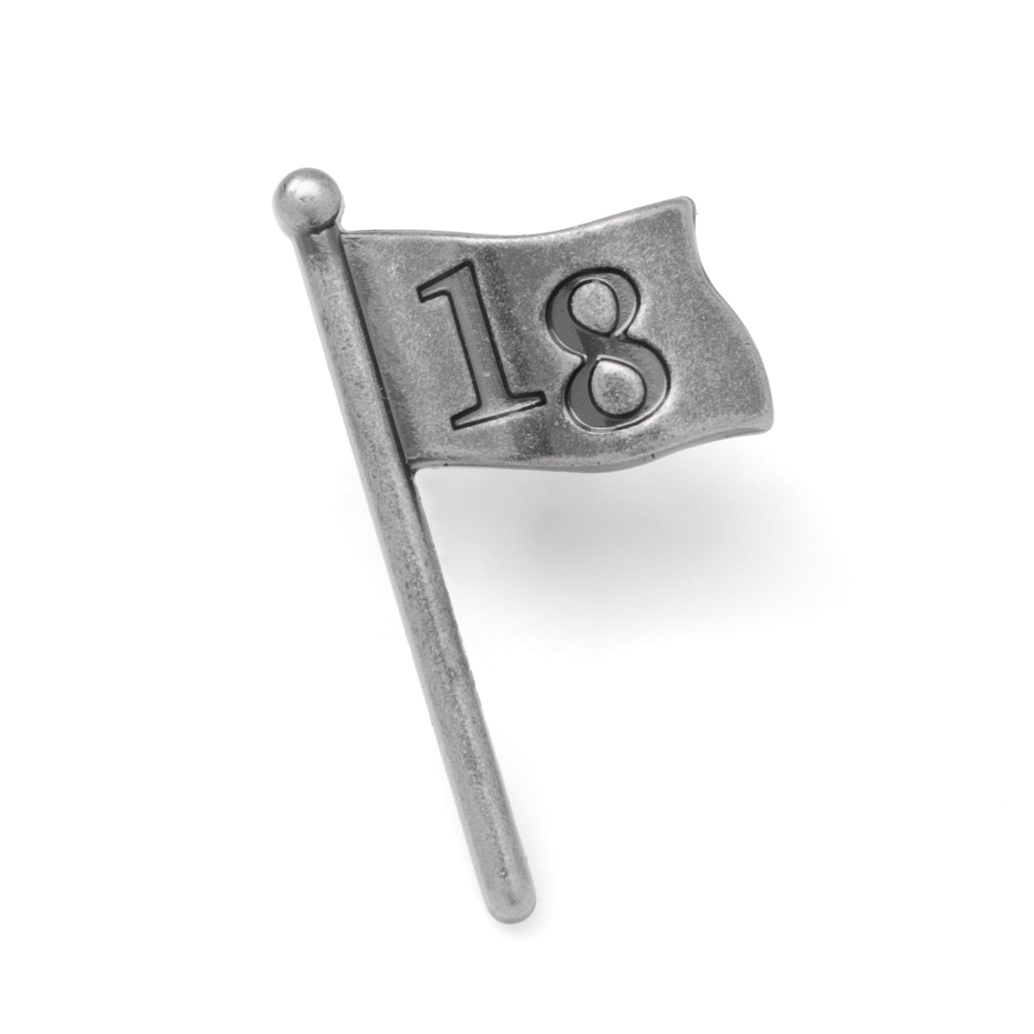 Golf 18th Hole Antique Silver Lapel Pin Image 1