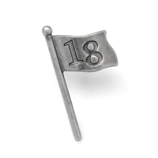 Golf 18th Hole Antique Silver Lapel Pin Image 1