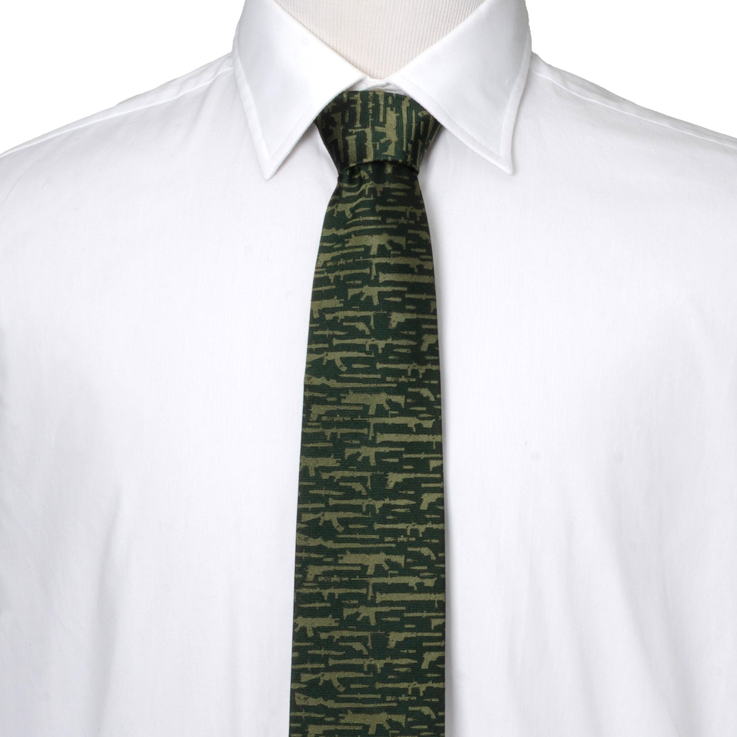 Gun Patterned Green Men's Tie