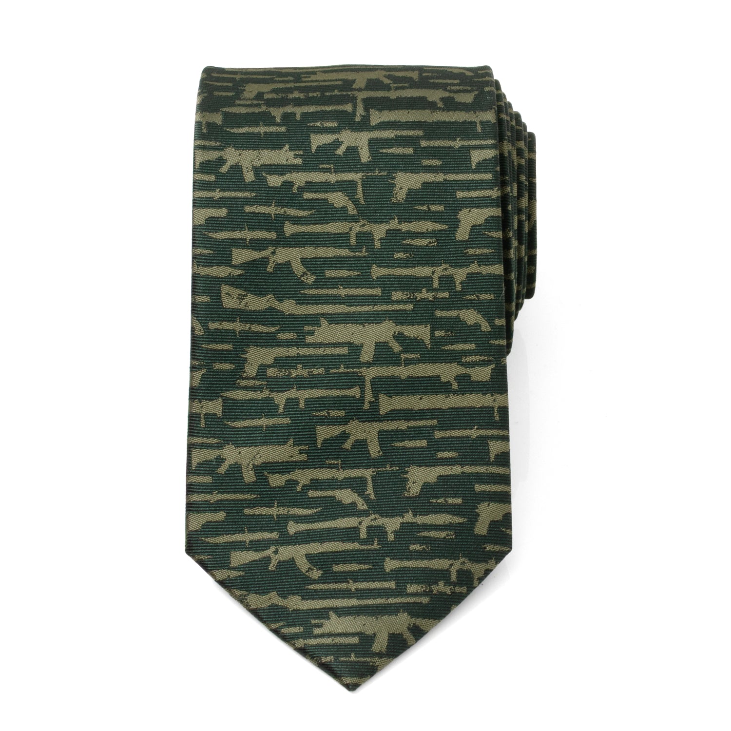Gun Patterned Green Men's Tie