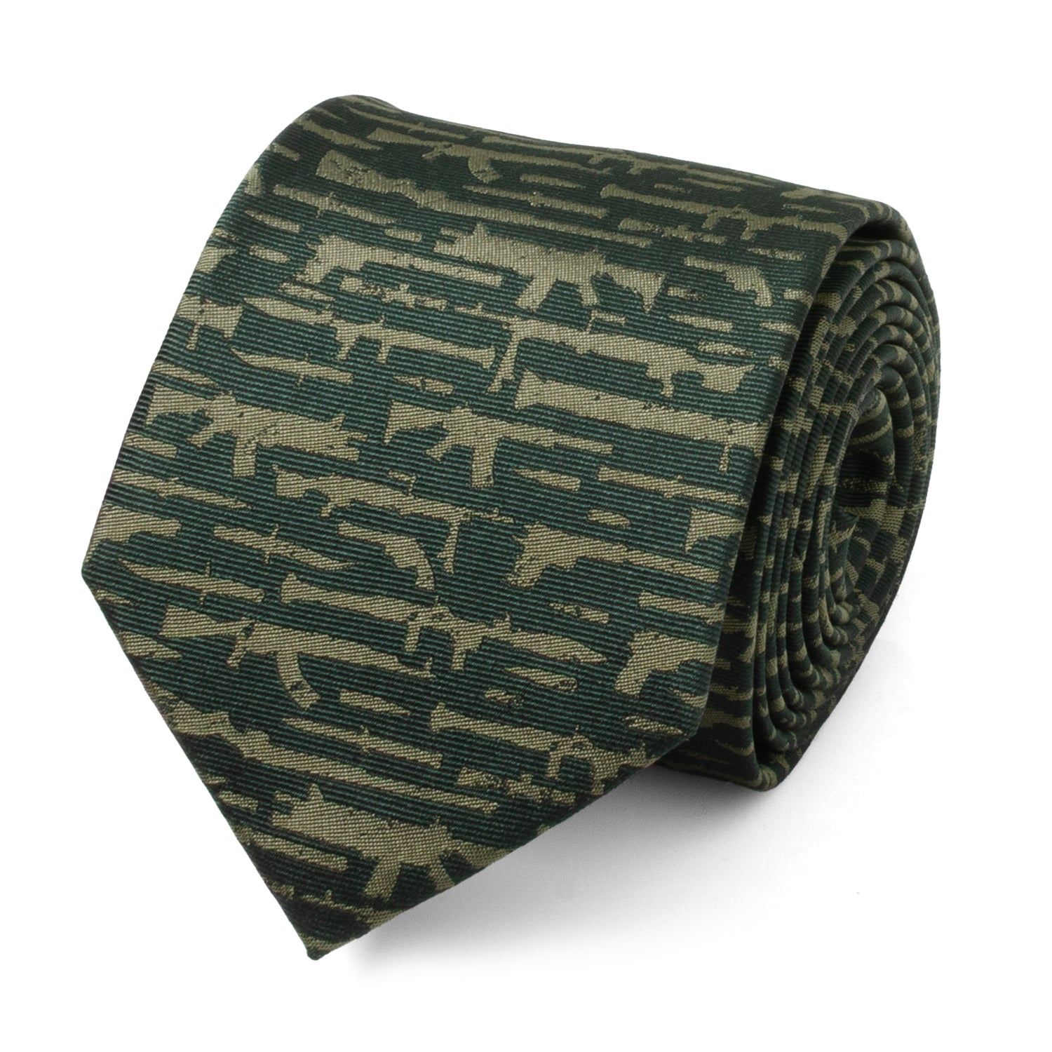 Gun Patterned Green Men's Tie