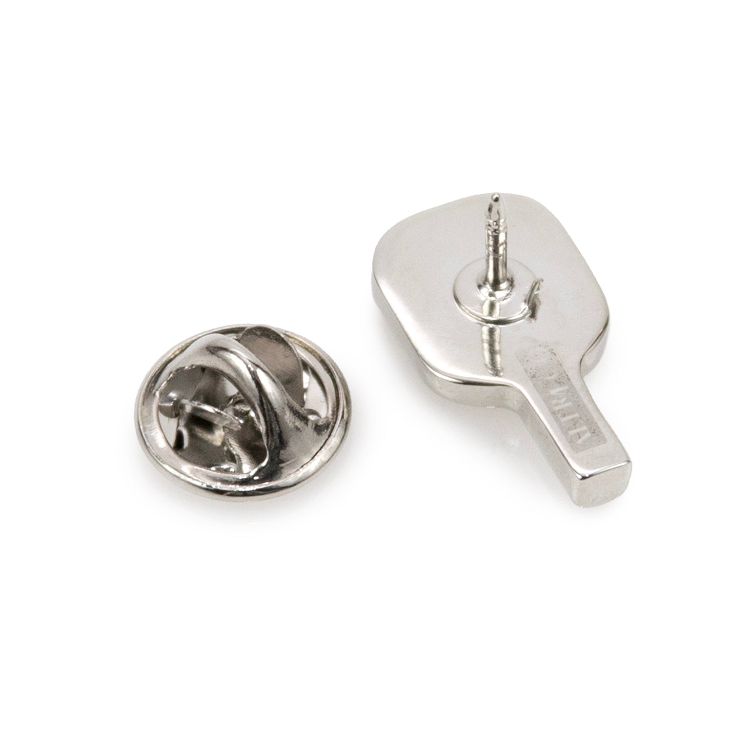 Pickleball Racket Silver Lapel Pin Image 4