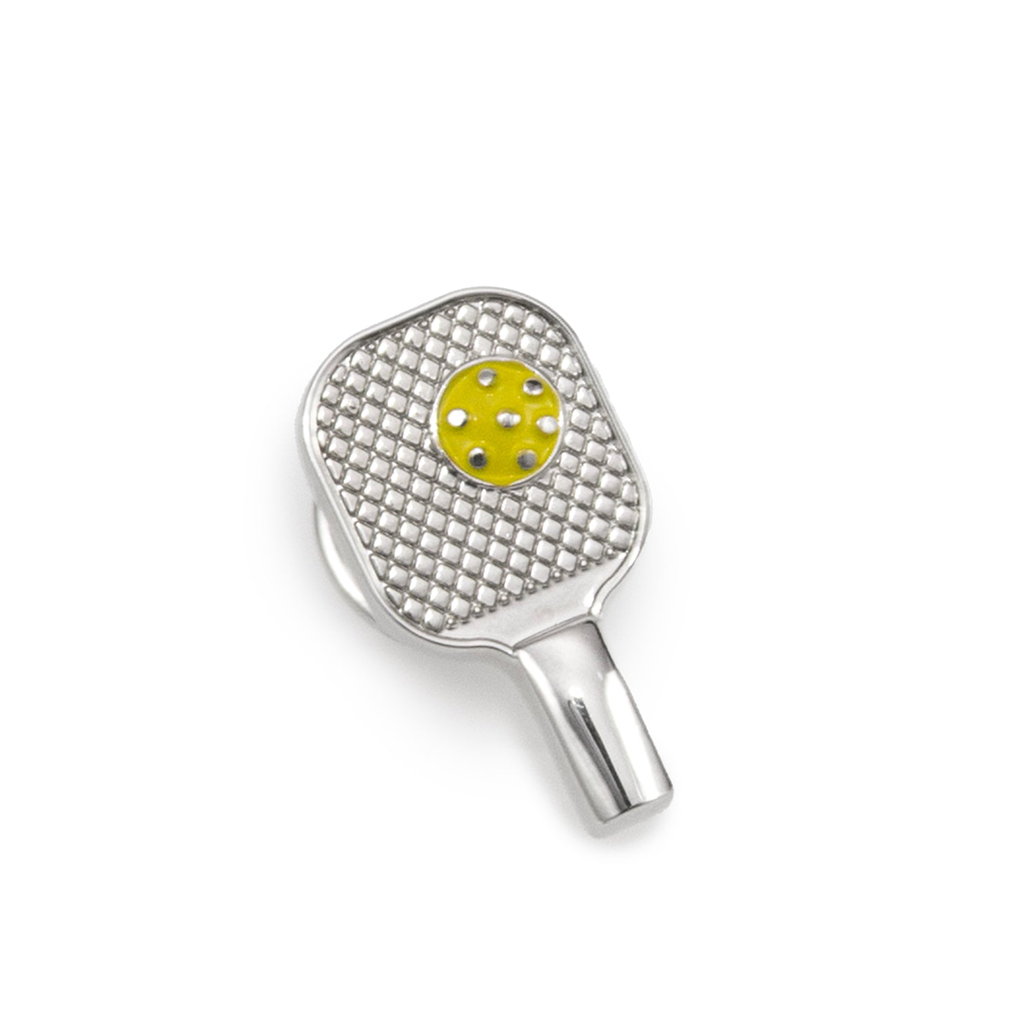 Pickleball Racket Silver Lapel Pin Image 1