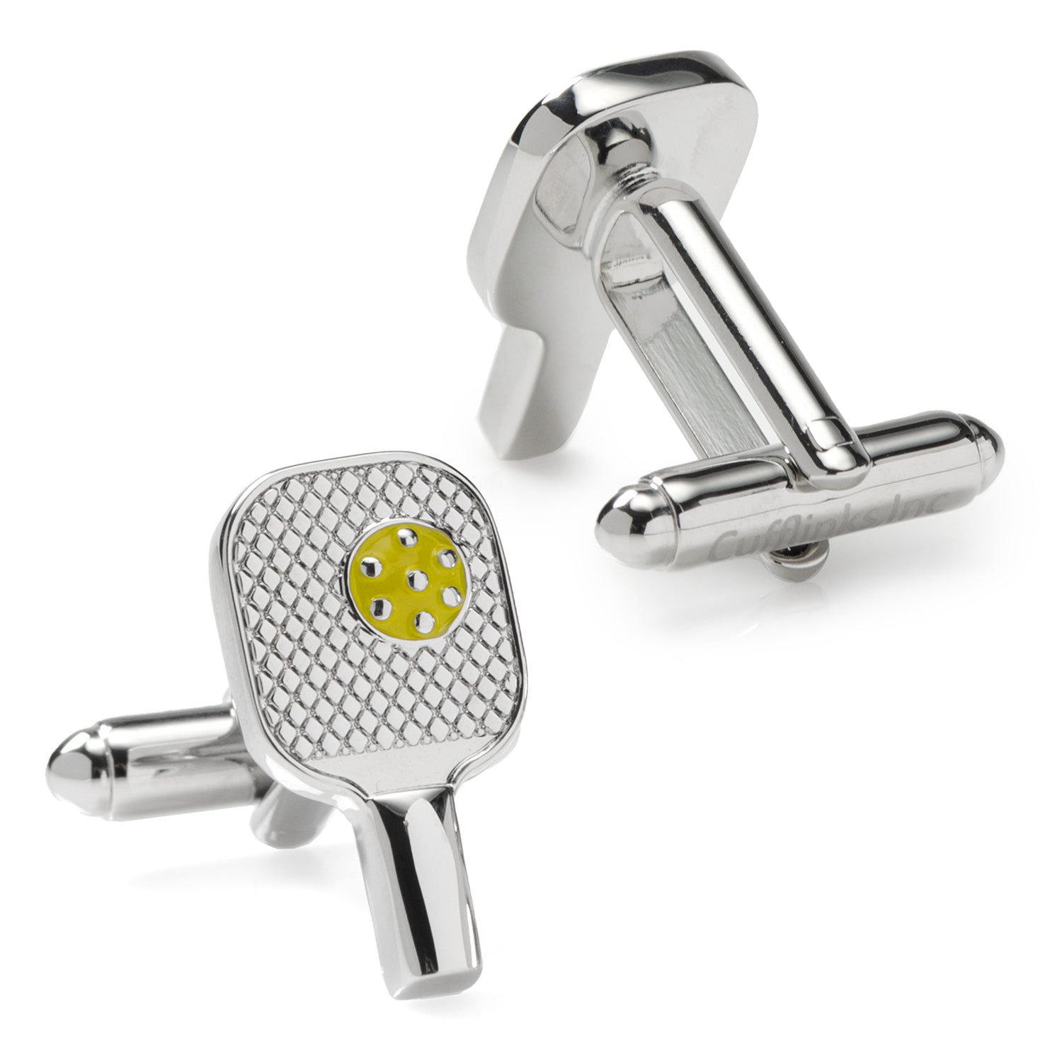 Pickleball Racket Silver Cufflinks Image 3