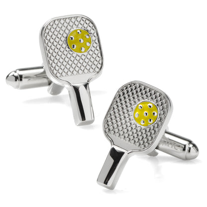 Pickleball Racket Silver Cufflinks Image 1