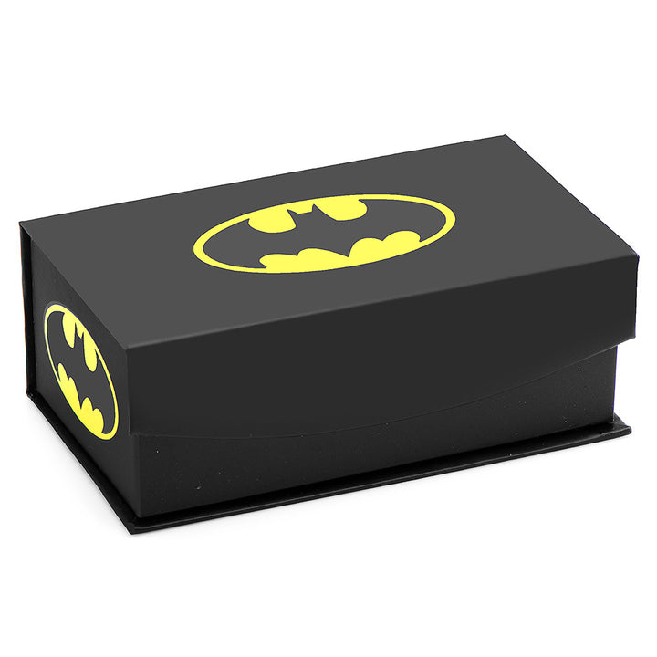 Batman Satin Black Cufflinks and Tie Bar Gift Set Packaging Image