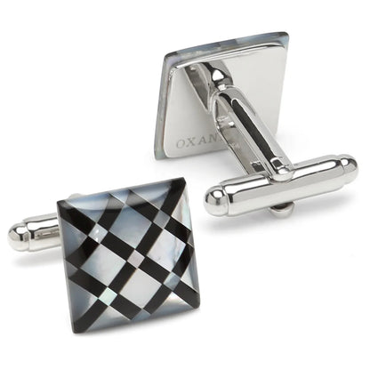 White Mother of Pearl Diamond Cufflinks Image 3