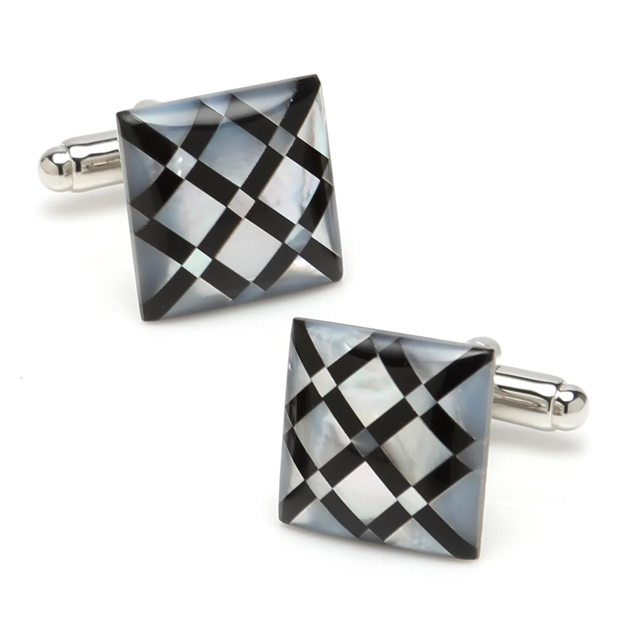 White Mother of Pearl Diamond Cufflinks Image 1