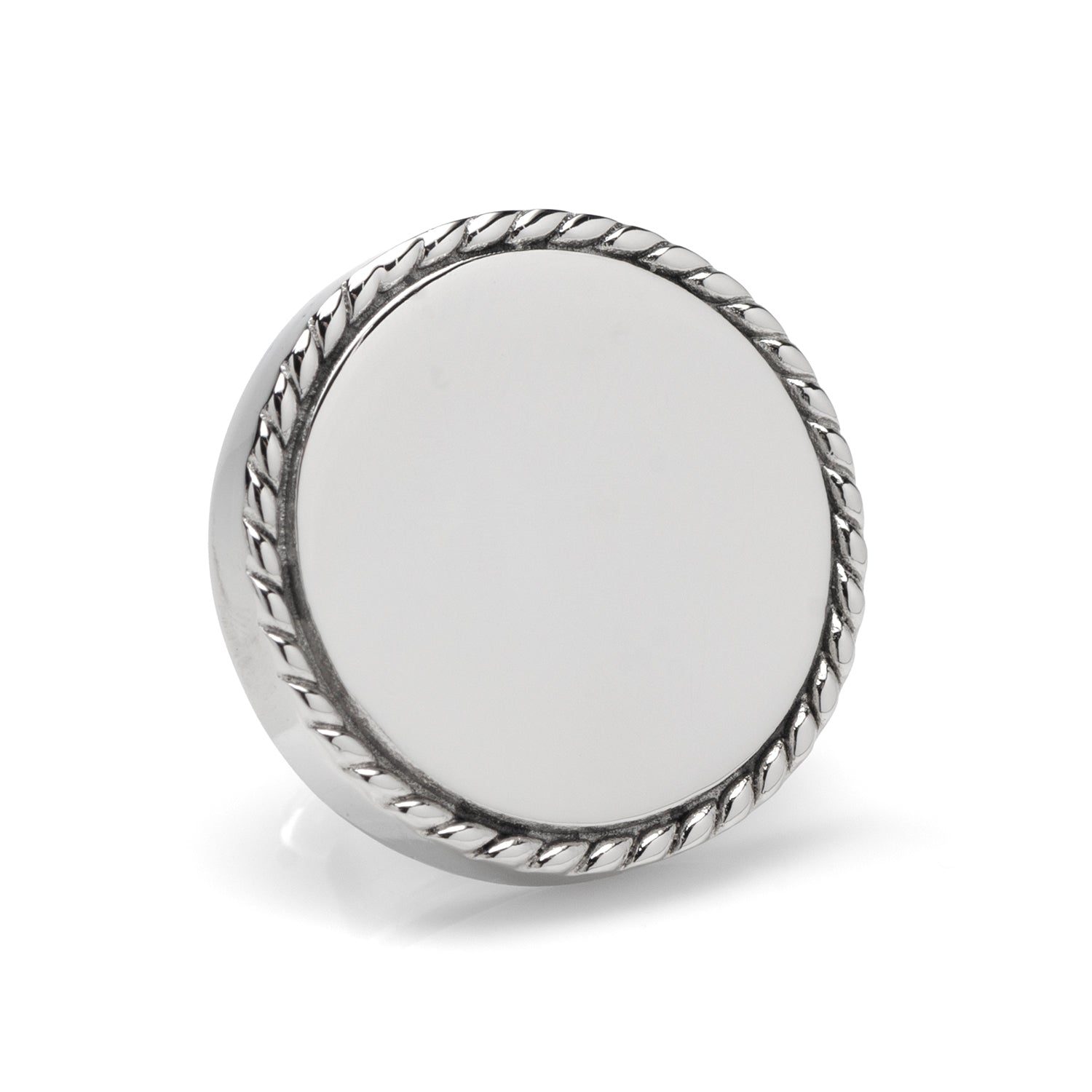 Stainless Steel Rope Border Round Engravable Lapel Pin Image 1