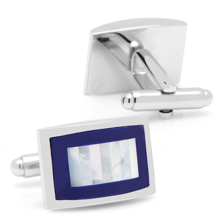 Mother of Pearl and Lapis Blue Key Cufflinks Image 2
