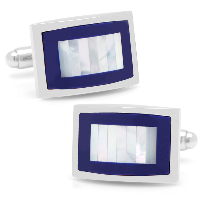 Mother of Pearl and Lapis Blue Key Cufflinks Image 1