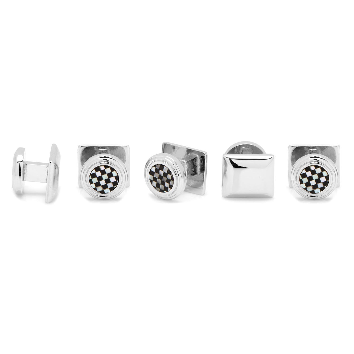 Onyx and Mother of Pearl Checker 5-Stud Set Image 3