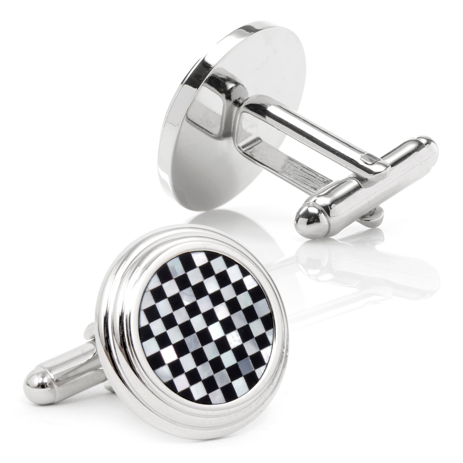 Onyx and Mother of Pearl Checker 5-Stud Set Image 5