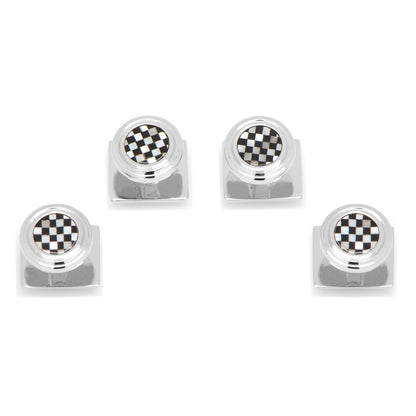 Onyx and Mother of Pearl Checker Step Studs Image 1