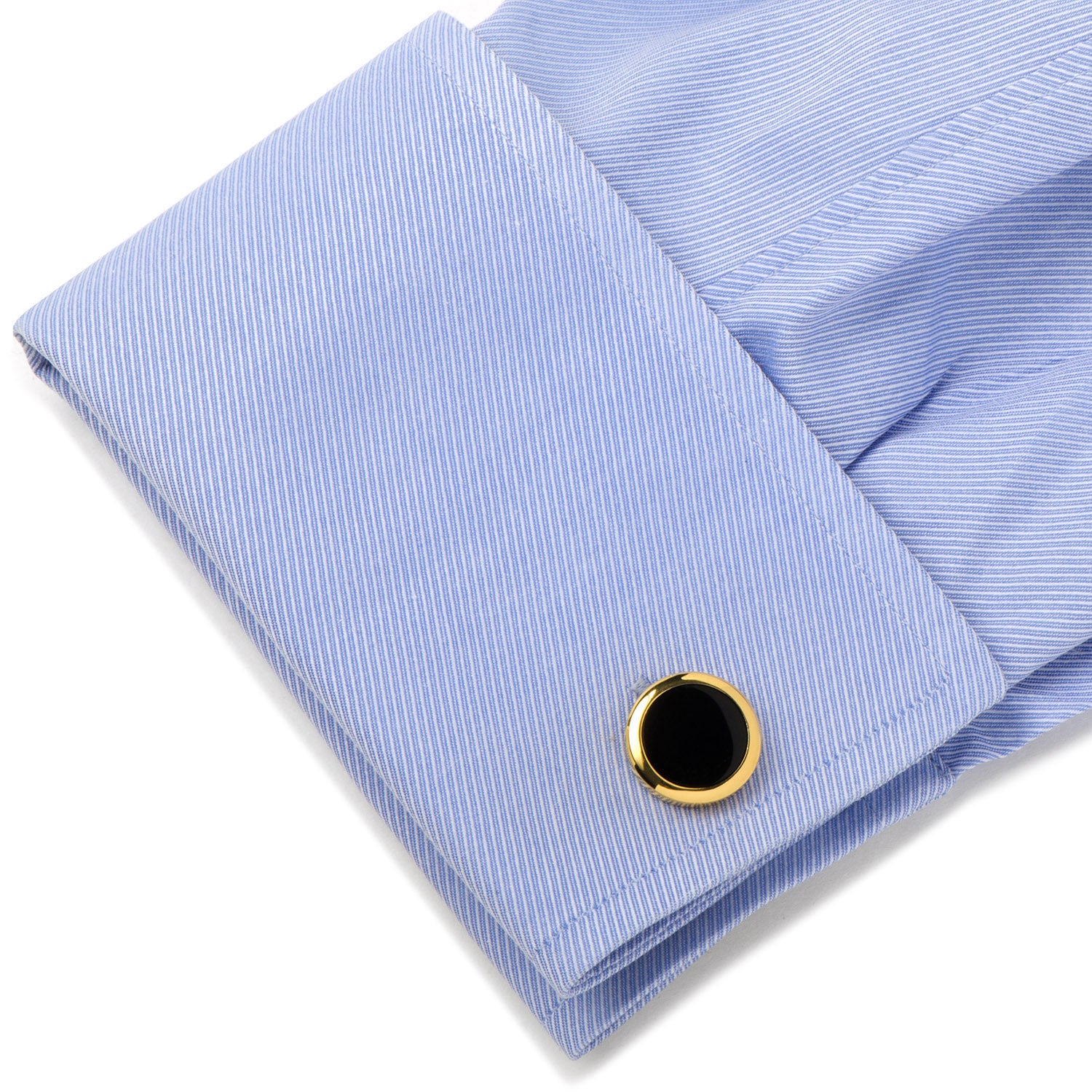 Double Sided Gold Onyx Round Beveled Stud Set Image 6