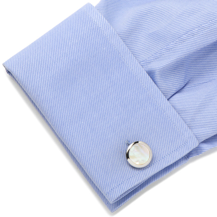 Double Sided Mother of Pearl Round Beveled Cufflinks Image 3