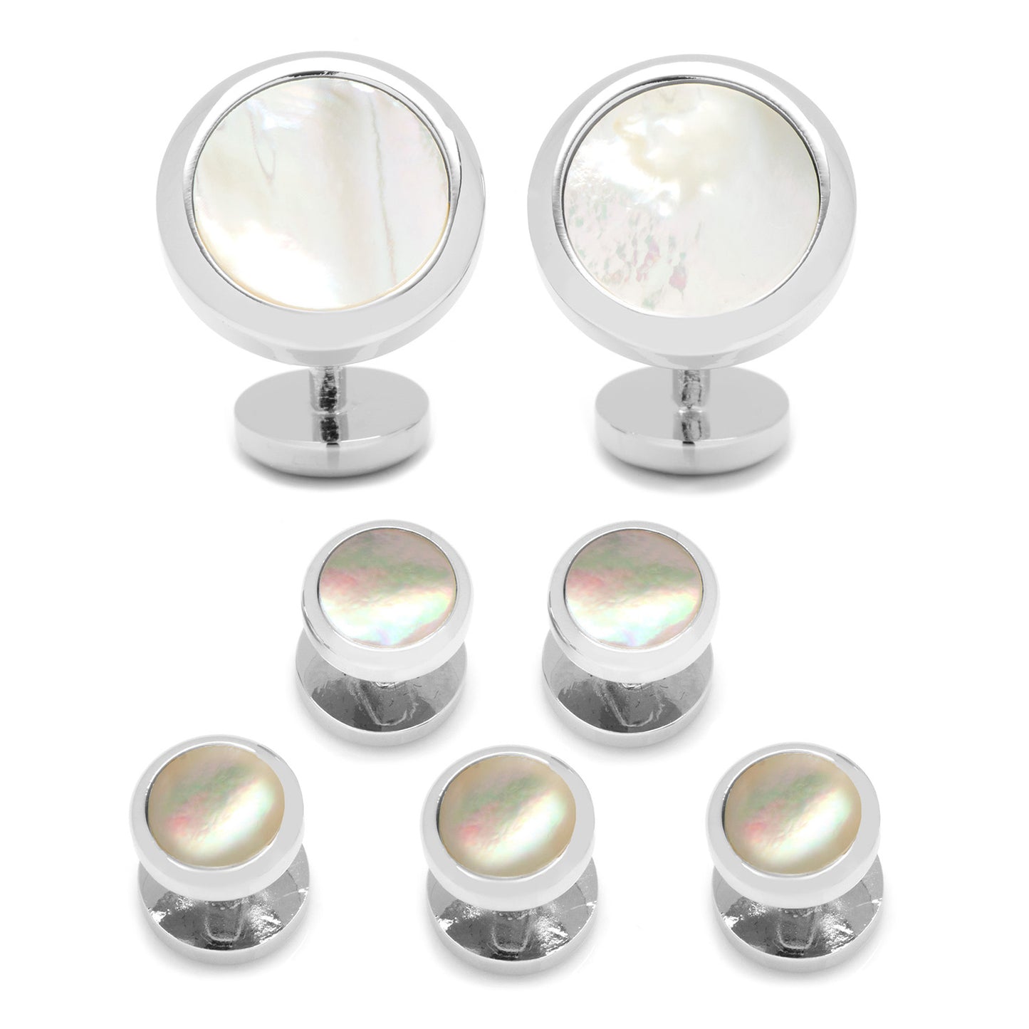 Double Sided Mother of Pearl Round Beveled Stud Set Image 7