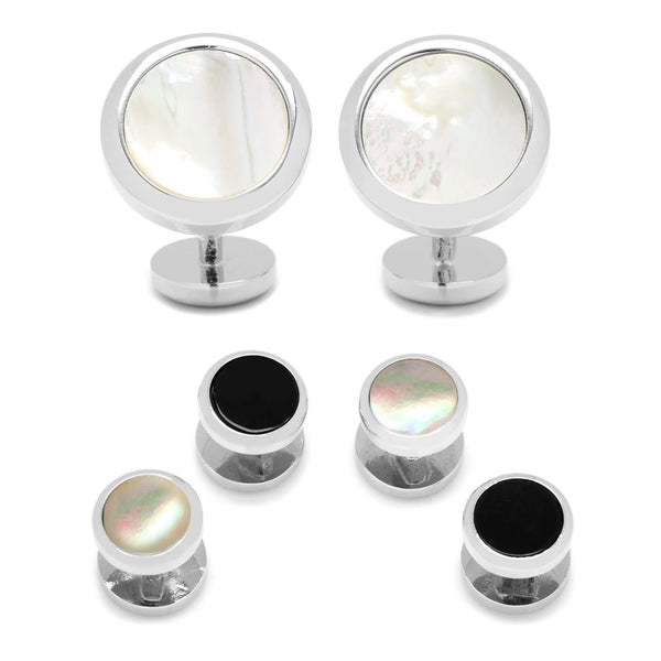 Double Sided Mother of Pearl Round Beveled Stud Set Image 1