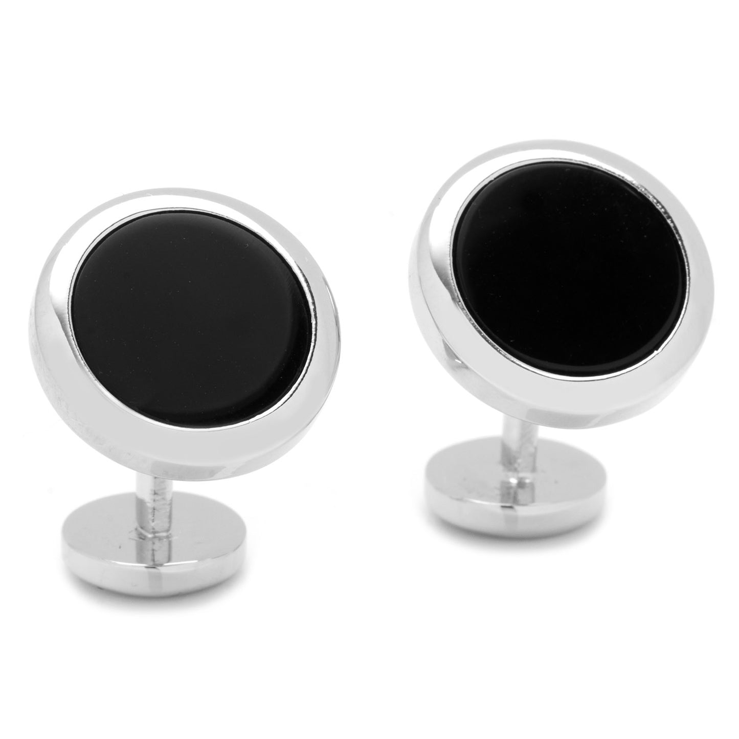 Double Sided Onyx Round Beveled Cufflinks Image 2