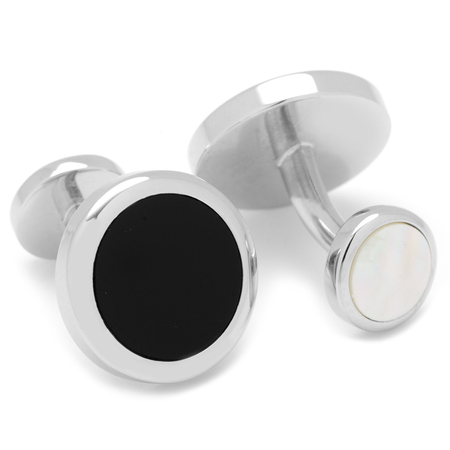 Double Sided Onyx Round Beveled Cufflinks Image 3