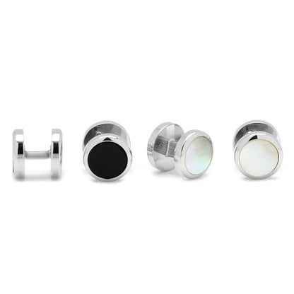 Double Sided Onyx Round Beveled Stud Set Image 3