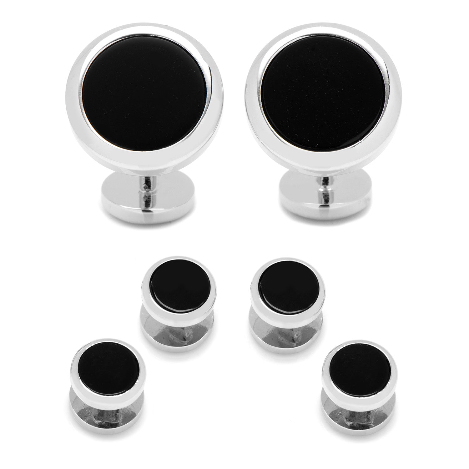 Double Sided Onyx Round Beveled Stud Set Image 8