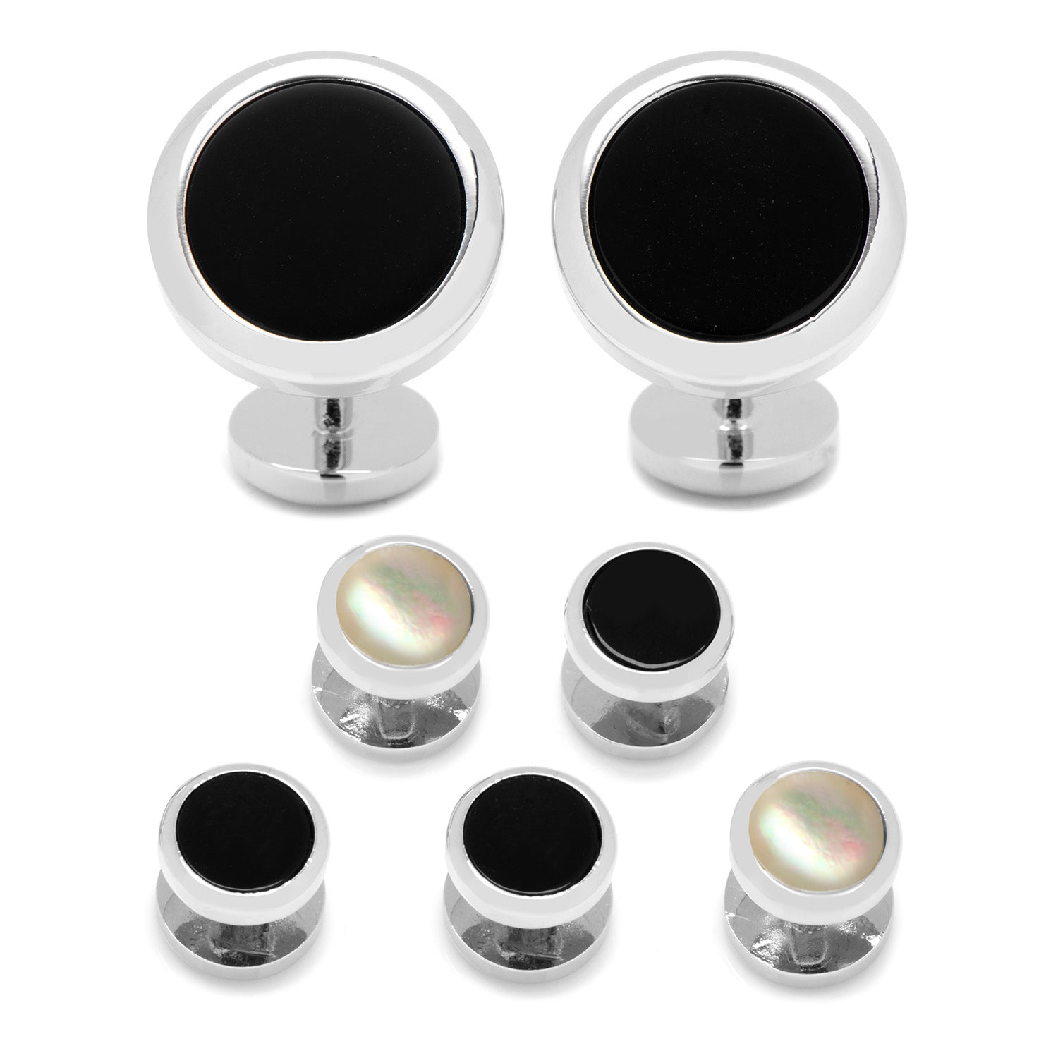 Double Sided Onyx Round Beveled 5-Stud Set Image 1