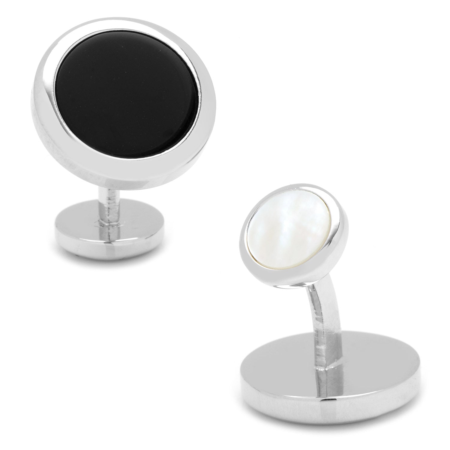 Double Sided Onyx Round Beveled Cufflinks Image 1