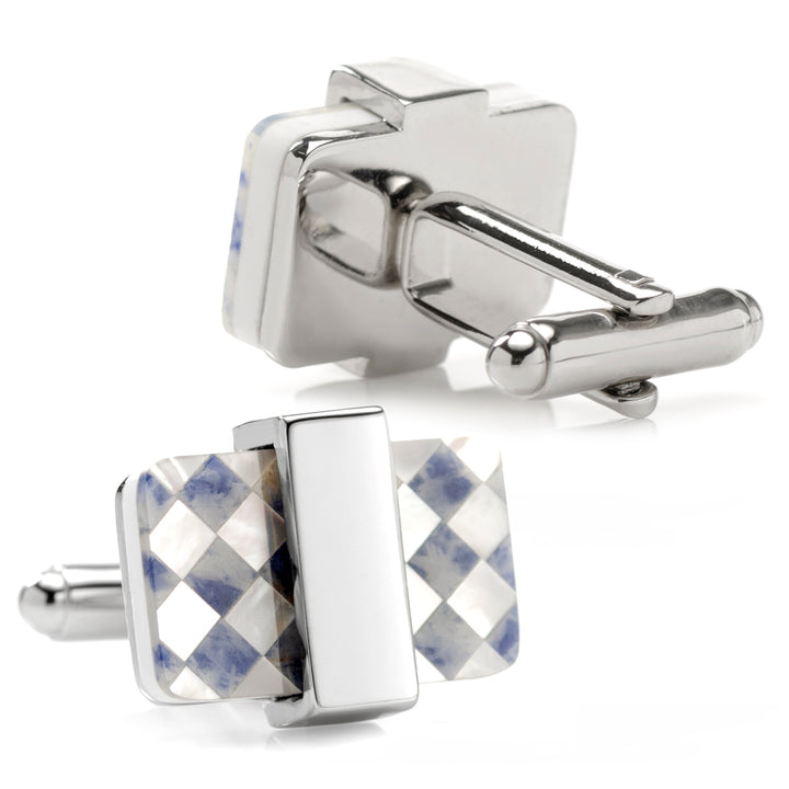 Checkered Cut Mother of Pearl Cufflinks Image 2