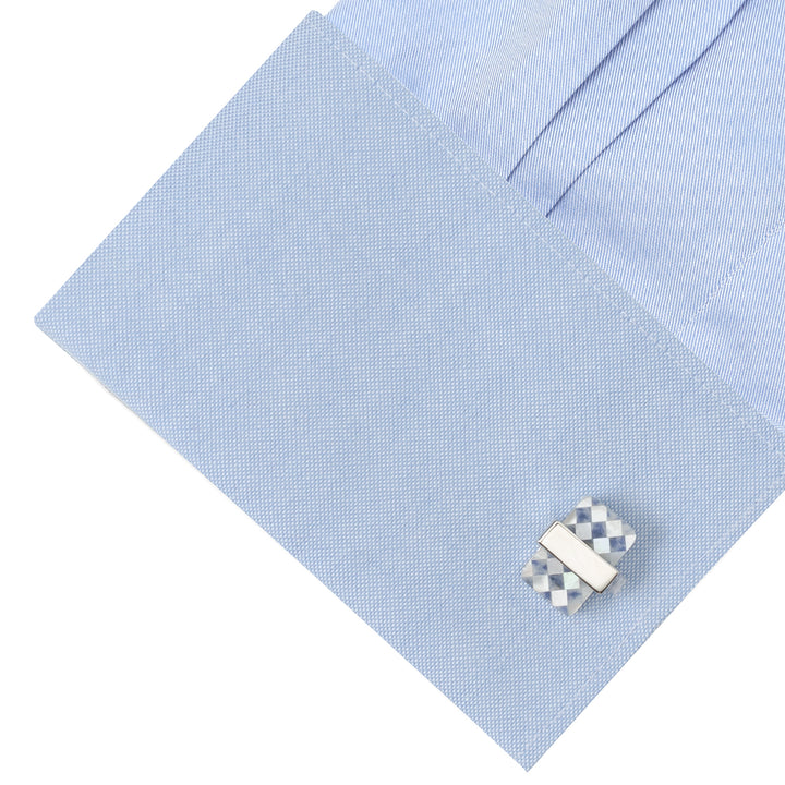 Checkered Cut Mother of Pearl Cufflinks Image 3
